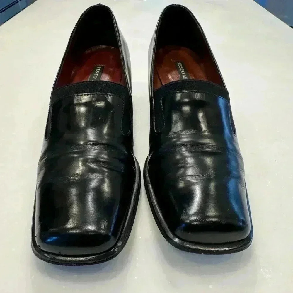 Sesto Meucci Italy women’s black leather slip on shoes made in Italy size 7